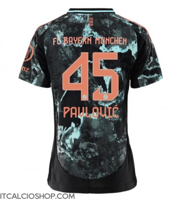 Bayern Munich Aleksandar Pavlovic #45 Seconda Maglia Femmina 2024-25 Manica Corta